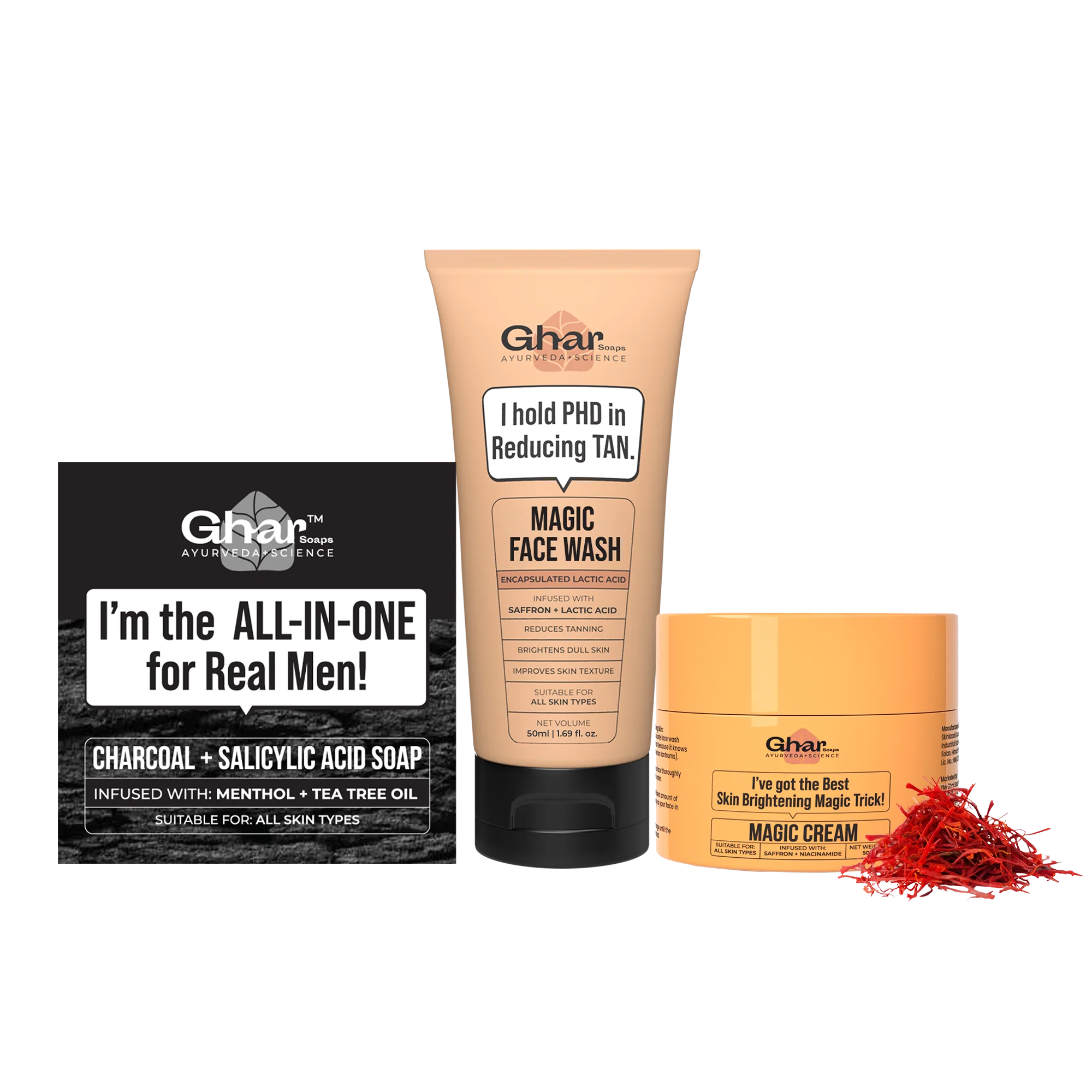 charcoal soap+ magic face wash 50ml + cream combo charcoal soap+ magic face wash 50ml + cream combo