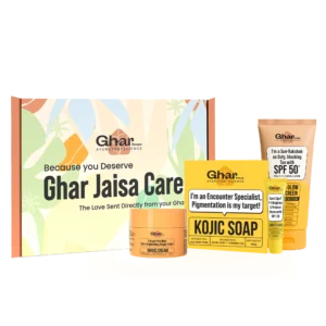 magic cream + kojic soap + sunscreen + lipbalim